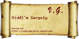 Vidám Gergely névjegykártya